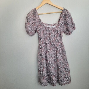 BP. Women's Mini Dress XS Floral Boho Babydoll Cotton Short Sleeve Square Neck